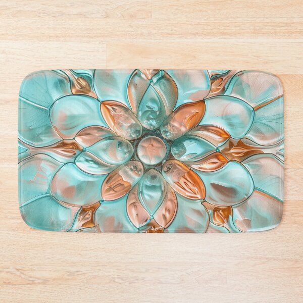 Item preview, Turquoise and peach fuzz glass mandala designed and sold by Fantasyplus.