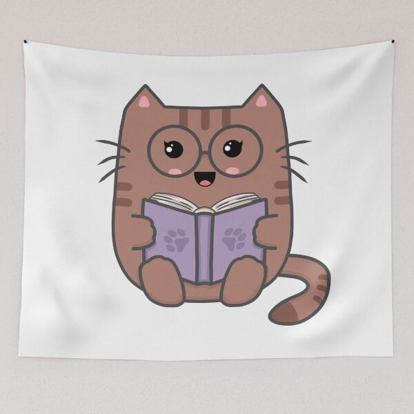 Item preview, Cute Cat Reading a Book designed and sold by Hello-Cuties.