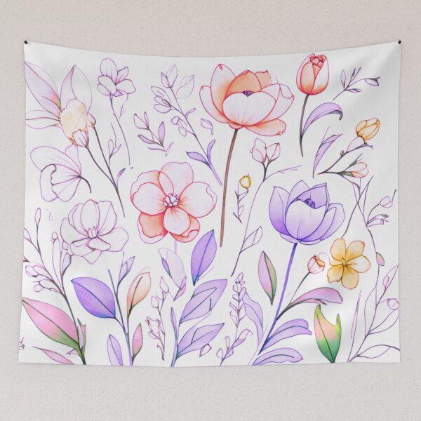Item preview, Watercolour string flowers designed and sold by Flowersonstuff.