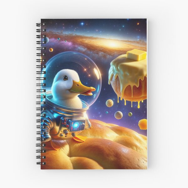 Item preview, Duck in a glossy, blue-glowing space suit with a transparent bubble helmet designed and sold by AndreaMart.
