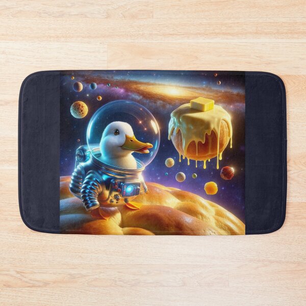 Item preview, Duck in a glossy, blue-glowing space suit with a transparent bubble helmet designed and sold by AndreaMart.