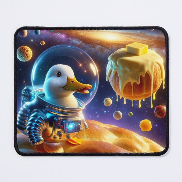 Item preview, Duck in a glossy, blue-glowing space suit with a transparent bubble helmet designed and sold by AndreaMart.