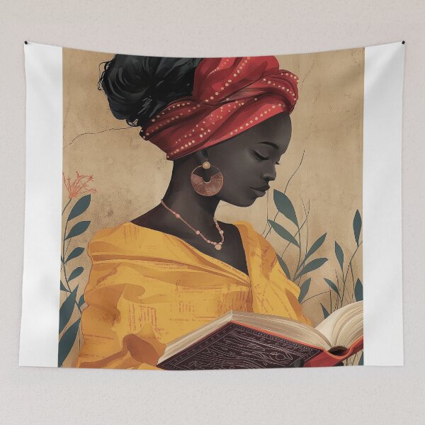 Item preview, indian woman reading book designed and sold by Rockwpapart.