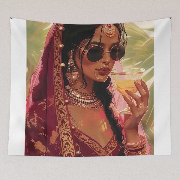 Item preview, Modern Indian Woman Drinking Art designed and sold by Rockwpapart.