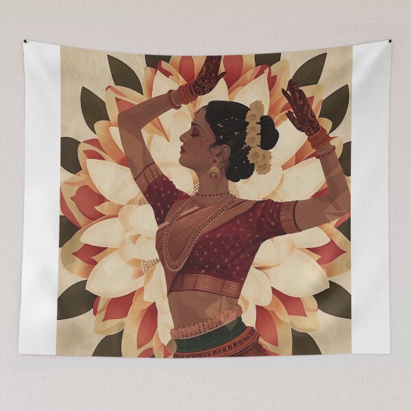 Item preview, Indian woman flower art painting designed and sold by Rockwpapart.