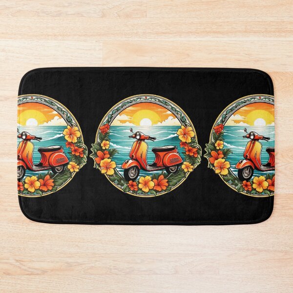 Item preview, Vintage Motor Scooter at Sunset by the Ocean with Hawaii Orchids designed and sold by NautiChic.