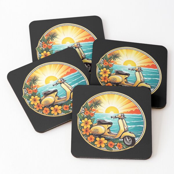 Item preview, Vintage Electric Scooter at Sunset by the Ocean with Hawaii Orchids designed and sold by NautiChic.