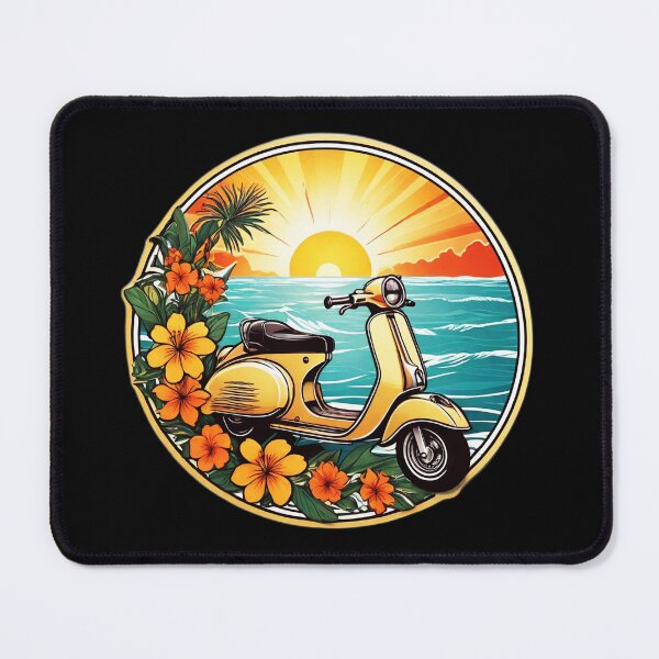 Item preview, Vintage Electric Scooter at Sunset by the Ocean with Hawaii Orchids designed and sold by NautiChic.