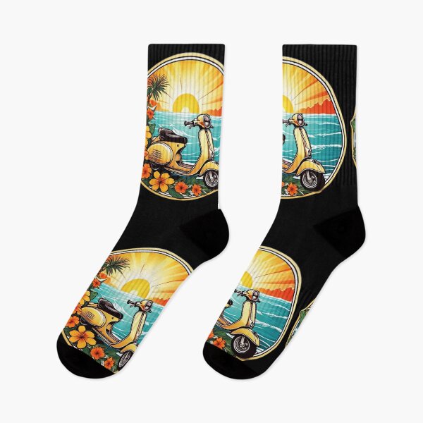 Item preview, Vintage Electric Scooter at Sunset by the Ocean with Hawaii Orchids designed and sold by NautiChic.