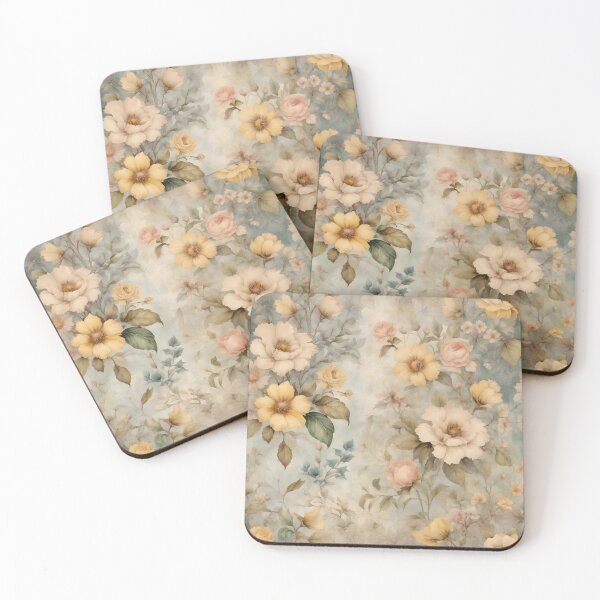 Item preview, Kitschy yellowed floral pattern designed and sold by Naturitude.