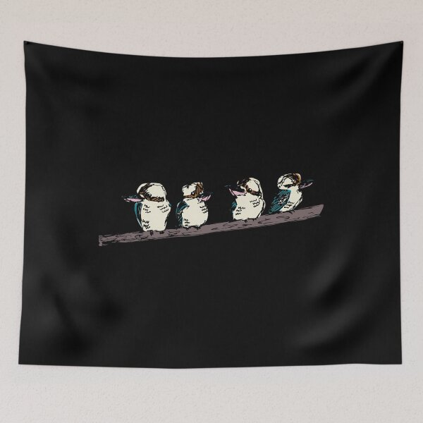 Item preview,  Group Of 4 Kookaburras On A Branch - Aqua designed and sold by TAMIROBB.