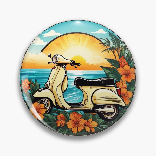 Item preview, Vintage Two Wheeler at Sunset by the Ocean with Hawaii Orchids designed and sold by NautiChic.