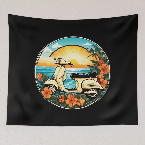 Item preview, Vintage Two Wheeler at Sunset by the Ocean with Hawaii Orchids designed and sold by NautiChic.