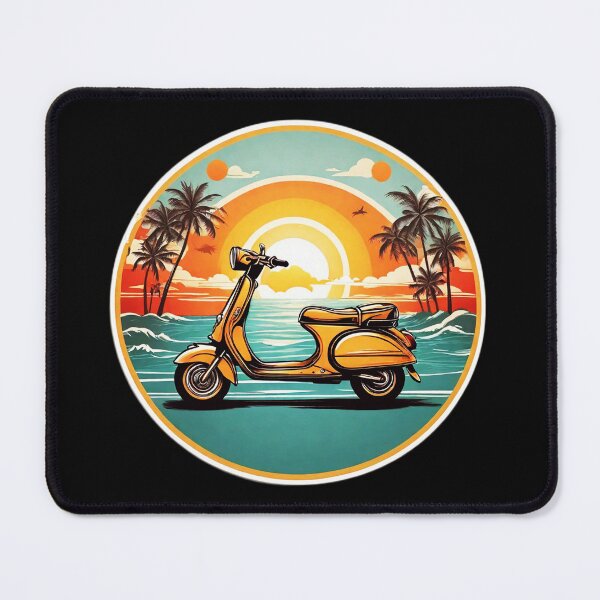 Item preview, Vintage Motor Bike at Sunset by the Ocean with Hawaii Orchids designed and sold by NautiChic.