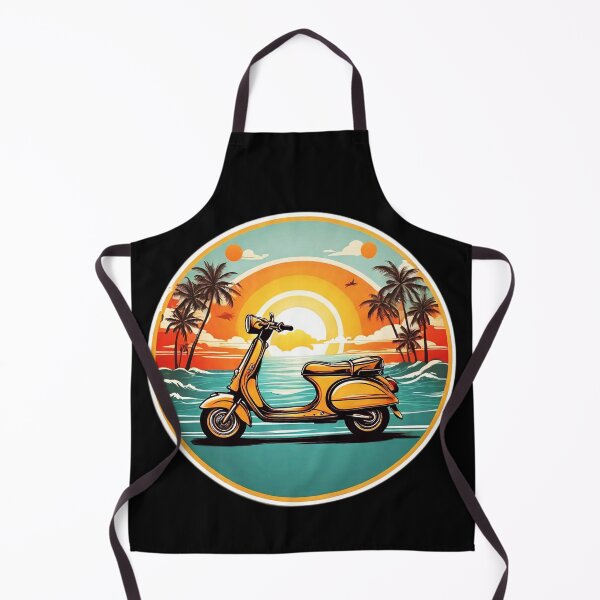 Item preview, Vintage Motor Bike at Sunset by the Ocean with Hawaii Orchids designed and sold by NautiChic.