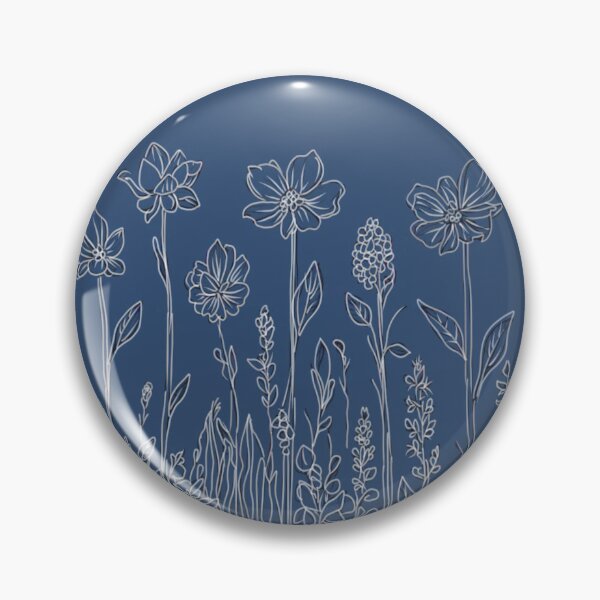 Item preview, Flowers drawn on a blue background. designed and sold by Flowersonstuff.