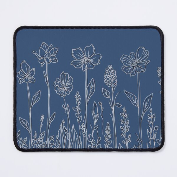 Item preview, Flowers drawn on a blue background. designed and sold by Flowersonstuff.