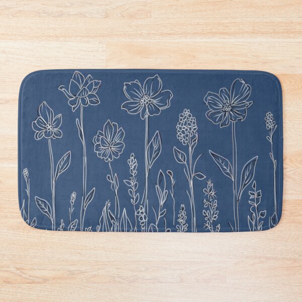 Item preview, Flowers drawn on a blue background. designed and sold by Flowersonstuff.