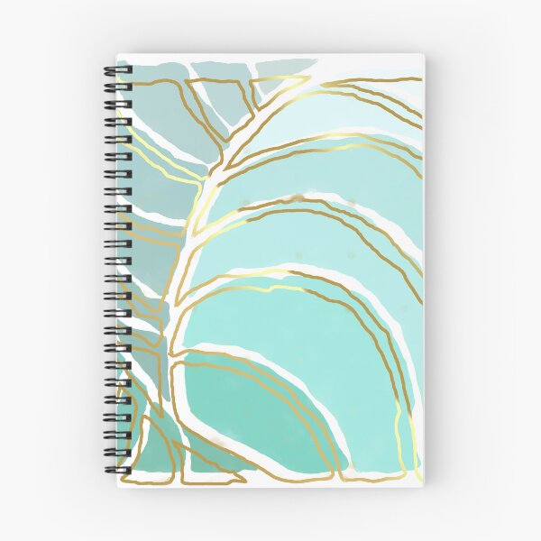 Aperçu de l'œuvre Peinture sur vitrail de feuilles tropicales abstraites avec des lignes dorées créée et vendue par NoaaDesign.