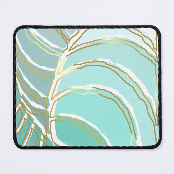 Item preview, Stained glass painting of tropical abstract leaves with gold lines designed and sold by NoaaDesign.