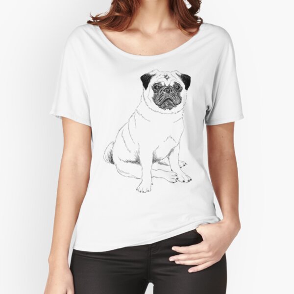 Pug Dog Design - Line Work Relaxed Fit T-Shirt