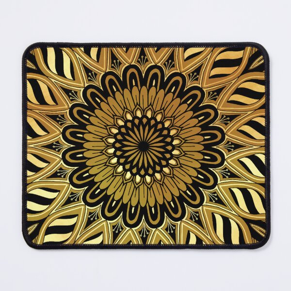 Item preview, Fantasy flower mandala black gold designed and sold by CreaTwinkles.