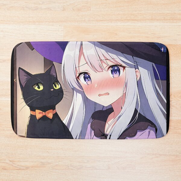 Item preview, Adorable Anime Witch with Purple Hat and Cute Black Cat designed and sold by PixiAnime.