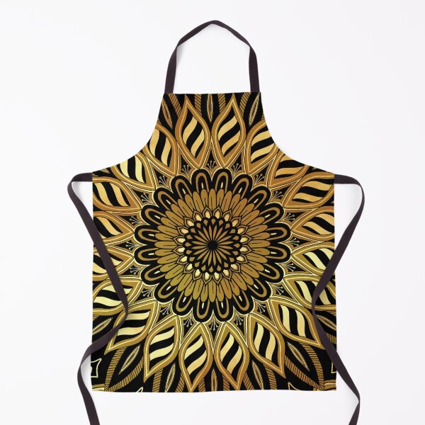 Item preview, Fantasy flower mandala black gold  designed and sold by CreaTwinkles.