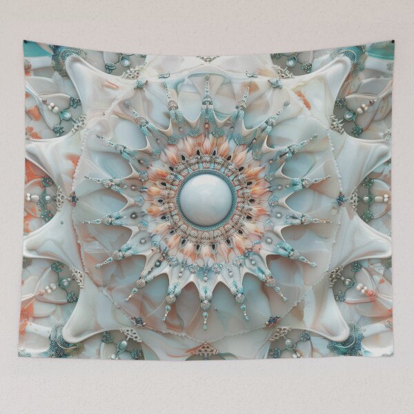 Item preview, Turquoise and peach fuzz shell mandala designed and sold by Fantasyplus.
