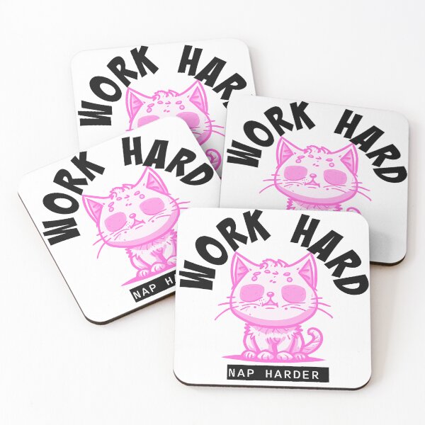 Item preview, Work Hard - Nap Harder Kitty (pink) designed and sold by Maupi.