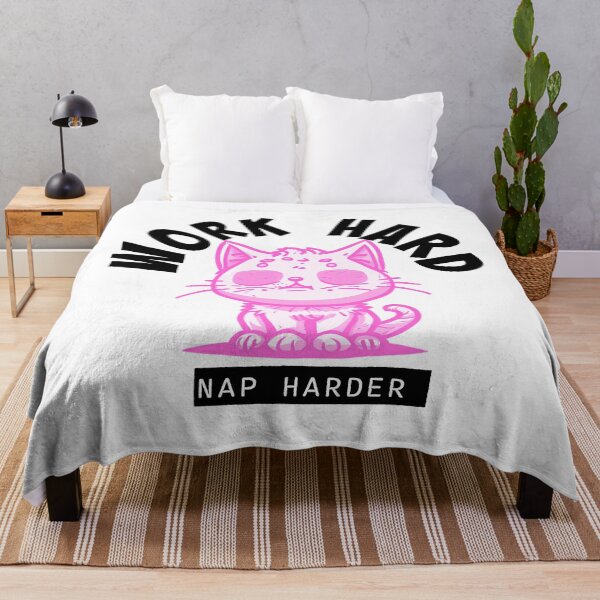 Item preview, Work Hard - Nap Harder Kitty (pink) designed and sold by Maupi.