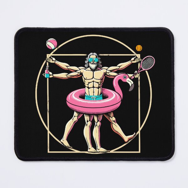 Item preview, Pool Party Pink Flamingo Vitruvian Man Novelty Funny Summer designed and sold by KsuAnn.