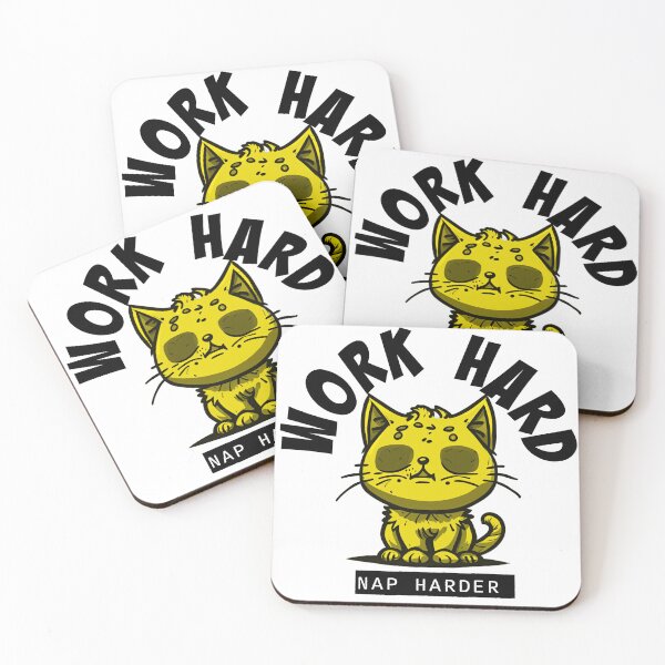 Item preview, Work Hard - Nap Harder Kitty (yellow) designed and sold by Maupi.