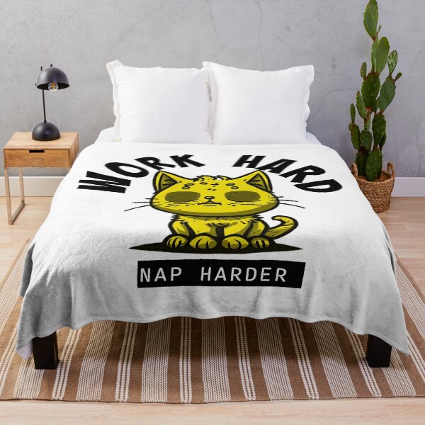 Item preview, Work Hard - Nap Harder Kitty (yellow) designed and sold by Maupi.