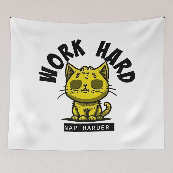 Item preview, Work Hard - Nap Harder Kitty (yellow) designed and sold by Maupi.