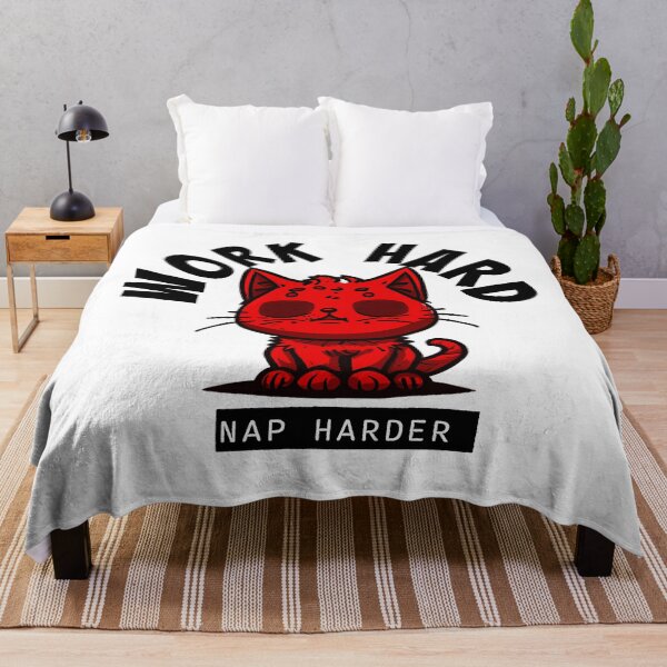 Item preview, Work Hard - Nap Harder Kitty (red) designed and sold by Maupi.