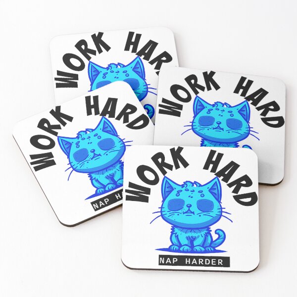 Item preview, Work Hard - Nap Harder Kitty (blue) designed and sold by Maupi.