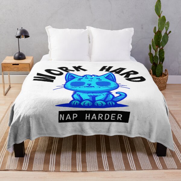 Item preview, Work Hard - Nap Harder Kitty (blue) designed and sold by Maupi.