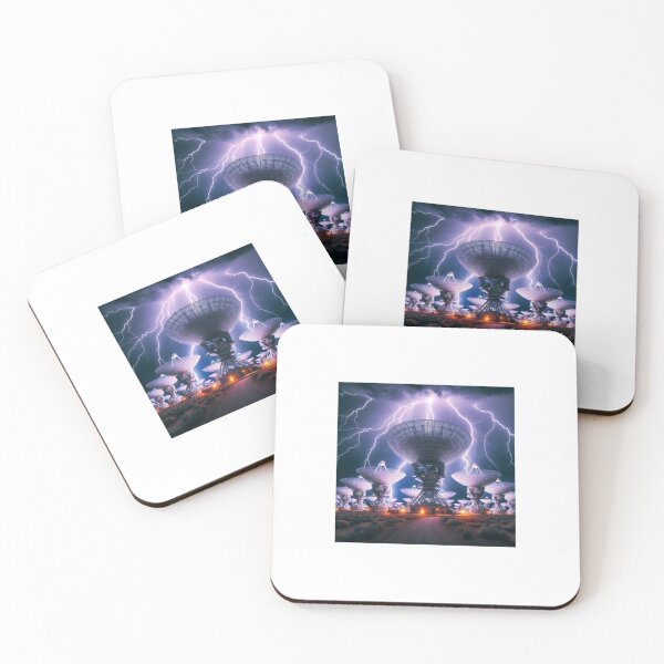 Item preview, Very Large Array (VLA) with antennas, stormy sky with lightning designed and sold by CozyPixels.