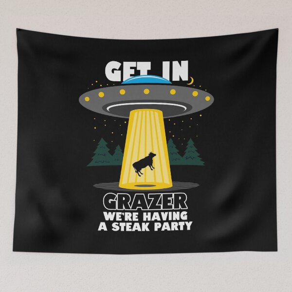 Item preview, Funny UFO Alien Cow Abduction Retro Meme designed and sold by BoggsNicolasArt.