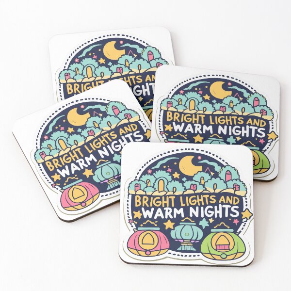 Item preview, Cartoon Night Market Scene with Lanterns and Warm Nights Quote designed and sold by NiftyWrx.