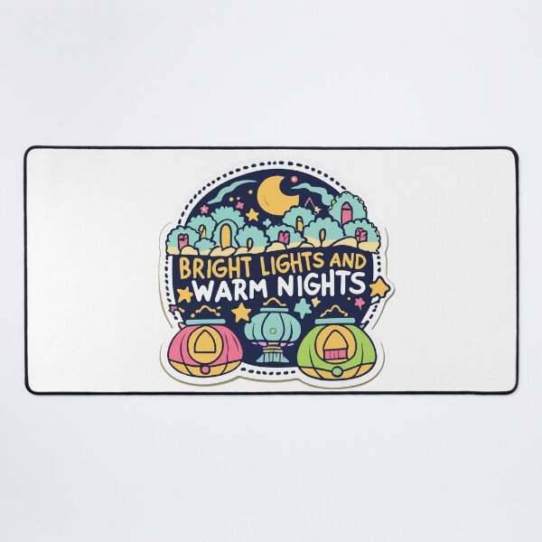 Item preview, Cartoon Night Market Scene with Lanterns and Warm Nights Quote designed and sold by NiftyWrx.