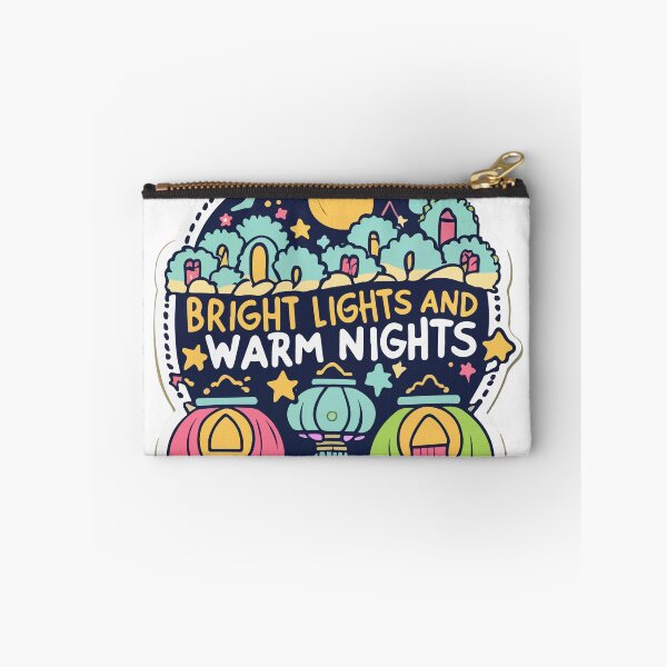 Item preview, Cartoon Night Market Scene with Lanterns and Warm Nights Quote designed and sold by NiftyWrx.