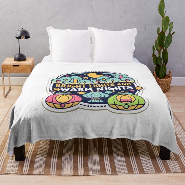 Item preview, Cartoon Night Market Scene with Lanterns and Warm Nights Quote designed and sold by NiftyWrx.