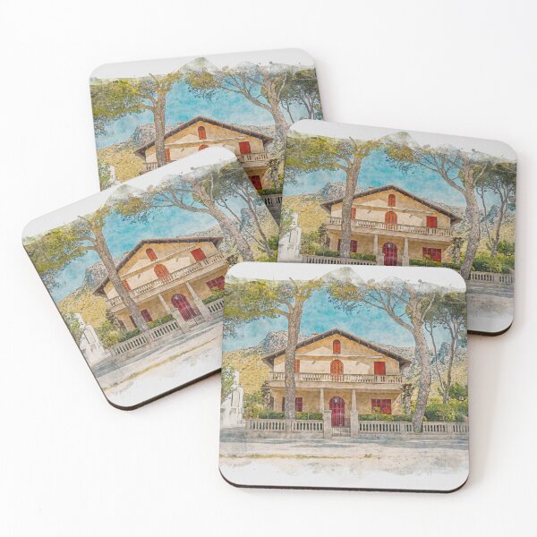 Item preview, Puerto Pollensa Pine Walk Villa Mallorca Watercolour Effect designed and sold by GG WALL ART.
