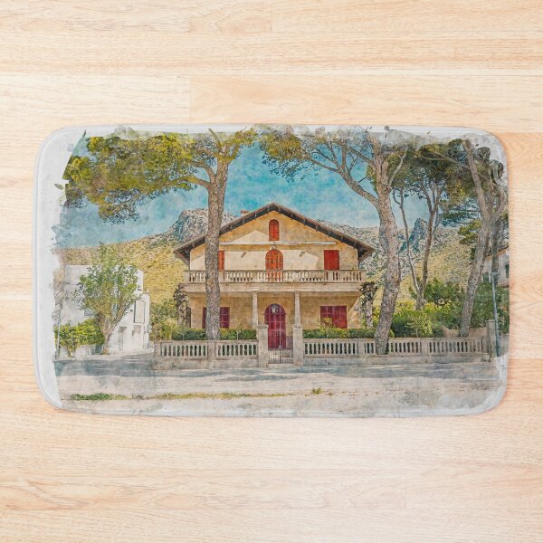 Item preview, Puerto Pollensa Pine Walk Villa Mallorca Watercolour Effect designed and sold by GG WALL ART.