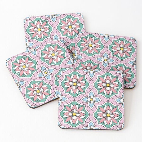 Item preview, Pretty pink flower tile pattern designed and sold by Vanessa Bentley.