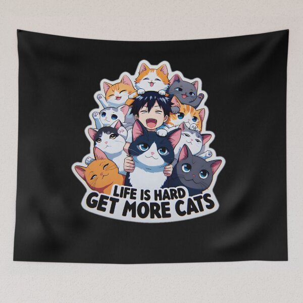 Item preview,  Life is Hard Get More Cats STICKER designed and sold by FINALSHOP1.