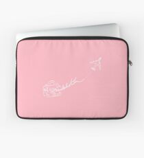 Wanderlust hand writing with a travel luggage and airplane Laptop Sleeve