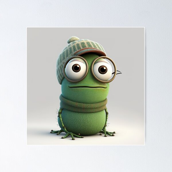 Item preview, Cute, crazy worm with glasses designed and sold by katerinasf.